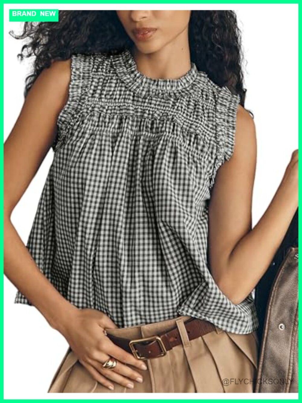 Women's Sleeveless Plaid Babydoll Peplum Tank Top Cotton Stretchable